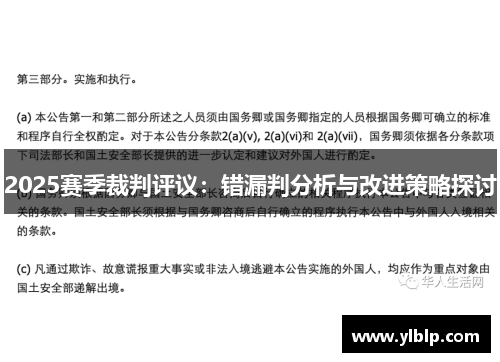 2025赛季裁判评议：错漏判分析与改进策略探讨
